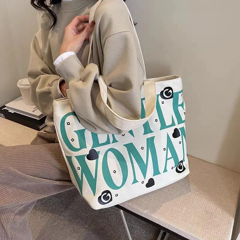 Letter Fashion Large Capacity Female Canvas Women's Shoulder Bag