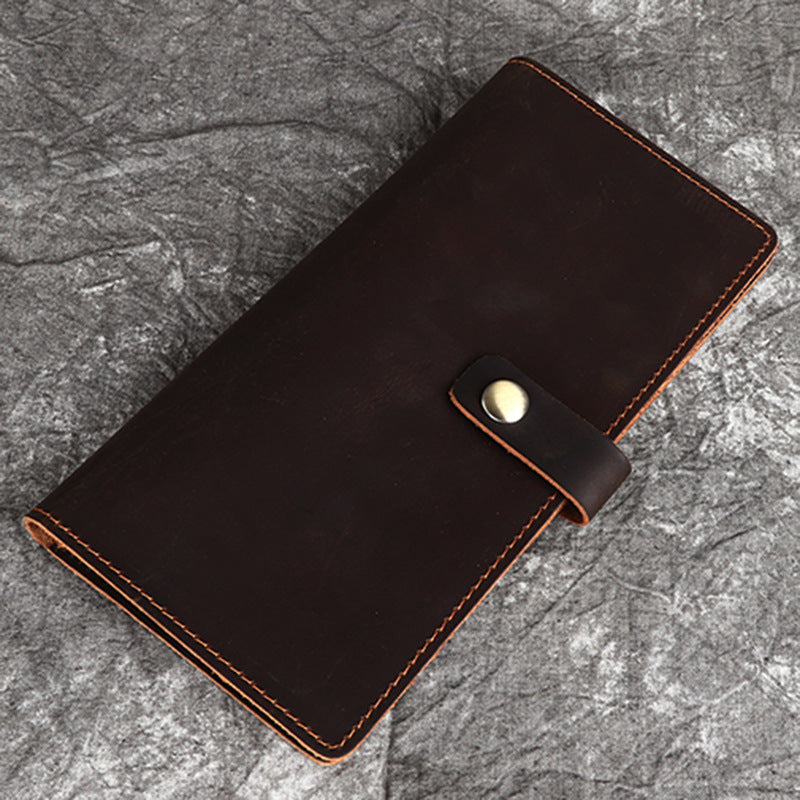 Men's Crazy Horse Leather Long First Layer Cowhide Retro Men's Wallet