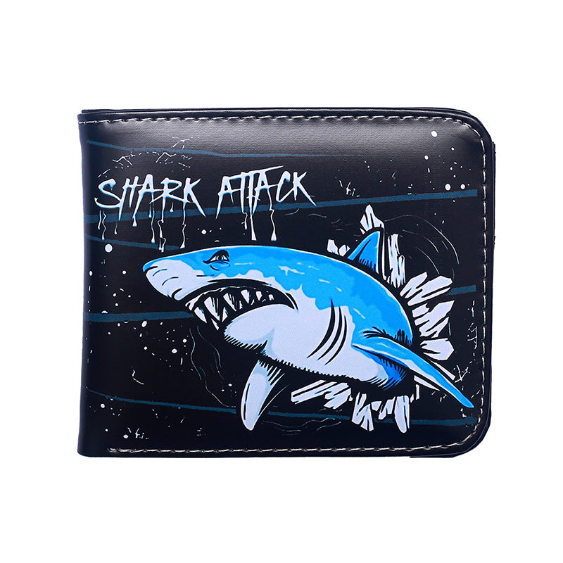 Women's & Men's Shark Short Vintage Animal Print Zipper Coin Purses