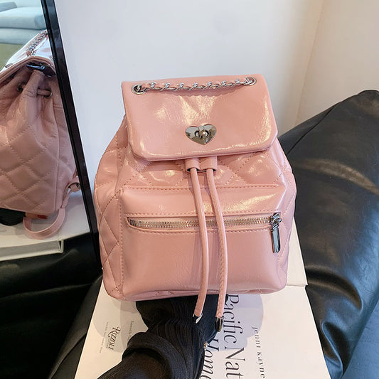 Women's Diamond Check Chain Fashion Portable Texture Backpacks