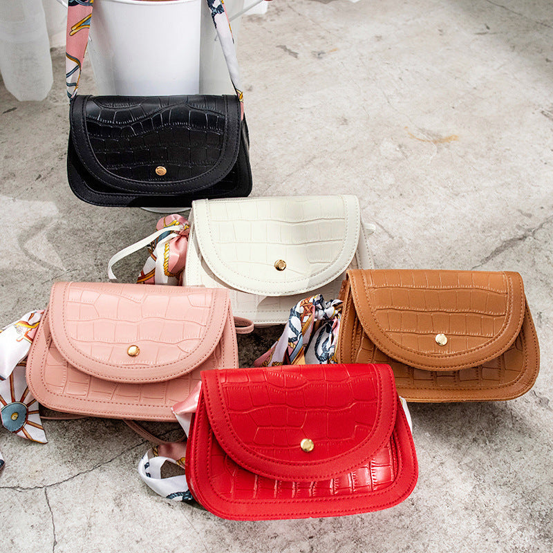 Women's Silk Scarf Fashion Crocodile Pattern Stone Women's Shoulder Bag