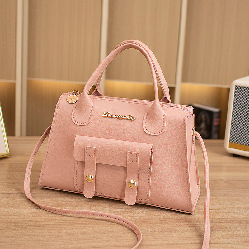 Women's Korean Style Fashionable Simple Solid Color Shoulder Bags