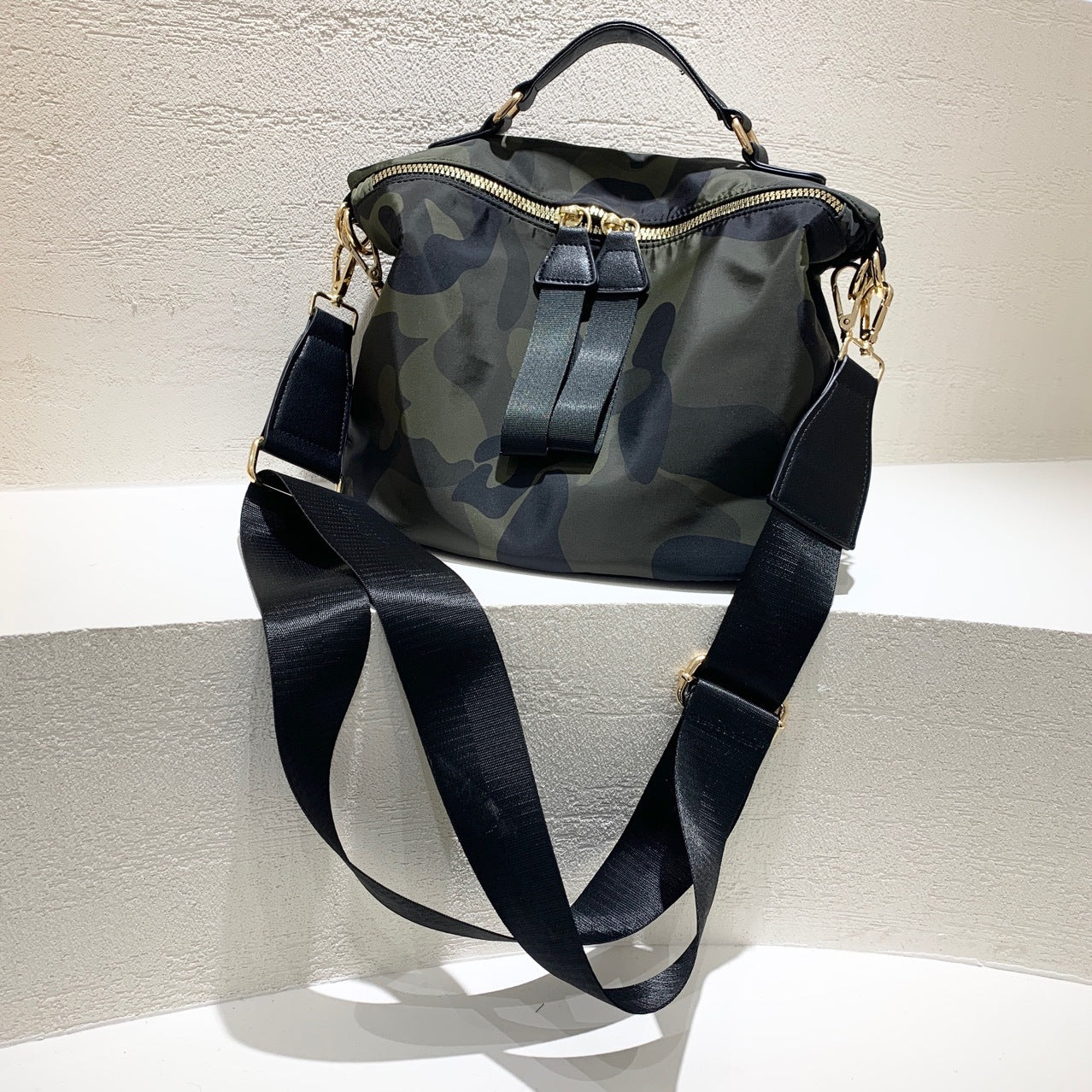 Women's Korean Medium-sized Saddle Nylon Cloth Portable Crossbody Bags