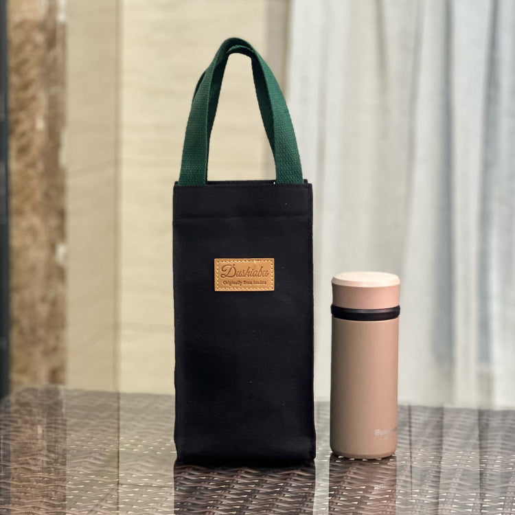 Simple Canvas Portable Water Cup Braised Thermos Women's Handbag