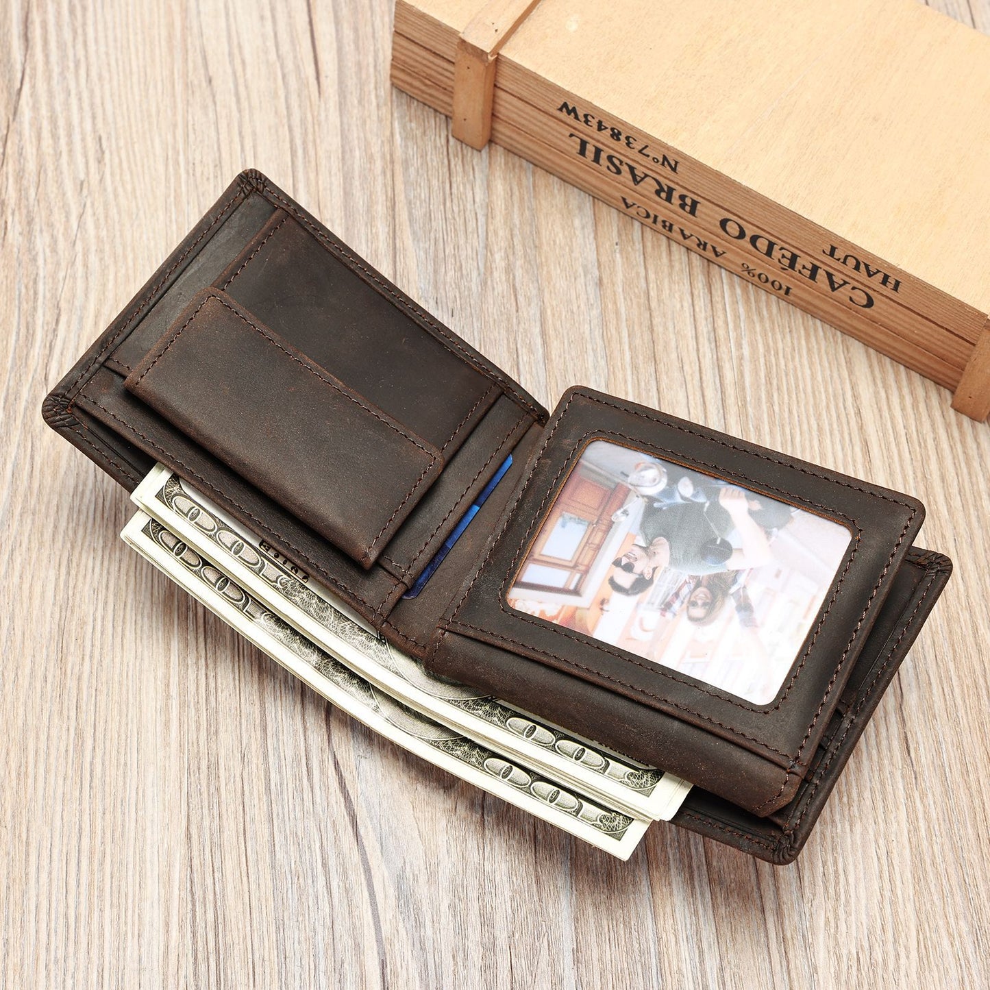 Men's Retro Leather Short Top Layer Cowhide Coin Purses