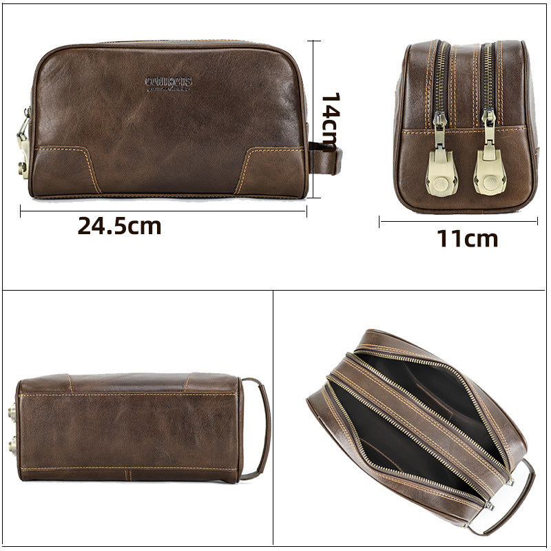 Men's Black Angel First Layer Cowhide With Password Clutch Men's Handbags