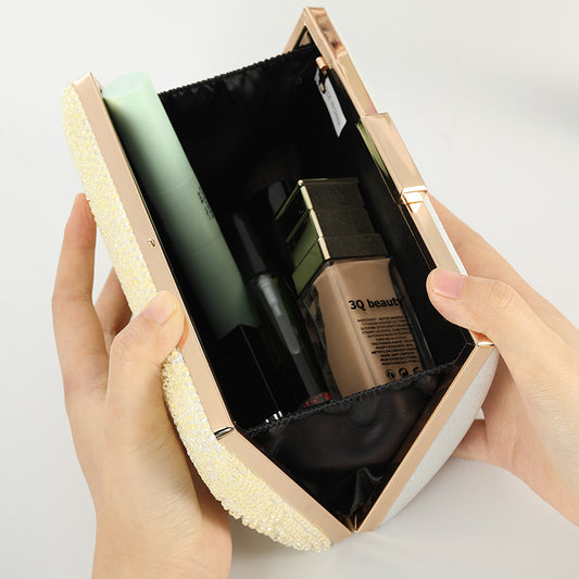 With Lining Drop Beaded Chain Large Evening Bags