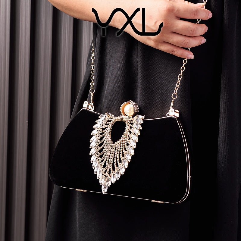 Diamond Decorations Veet Dinner Black Noble Dress Evening Bags