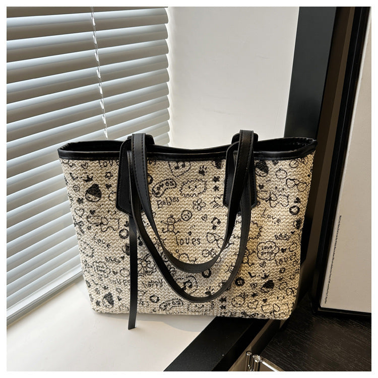 Korean Style Printed Woven Texture Leisure Bags