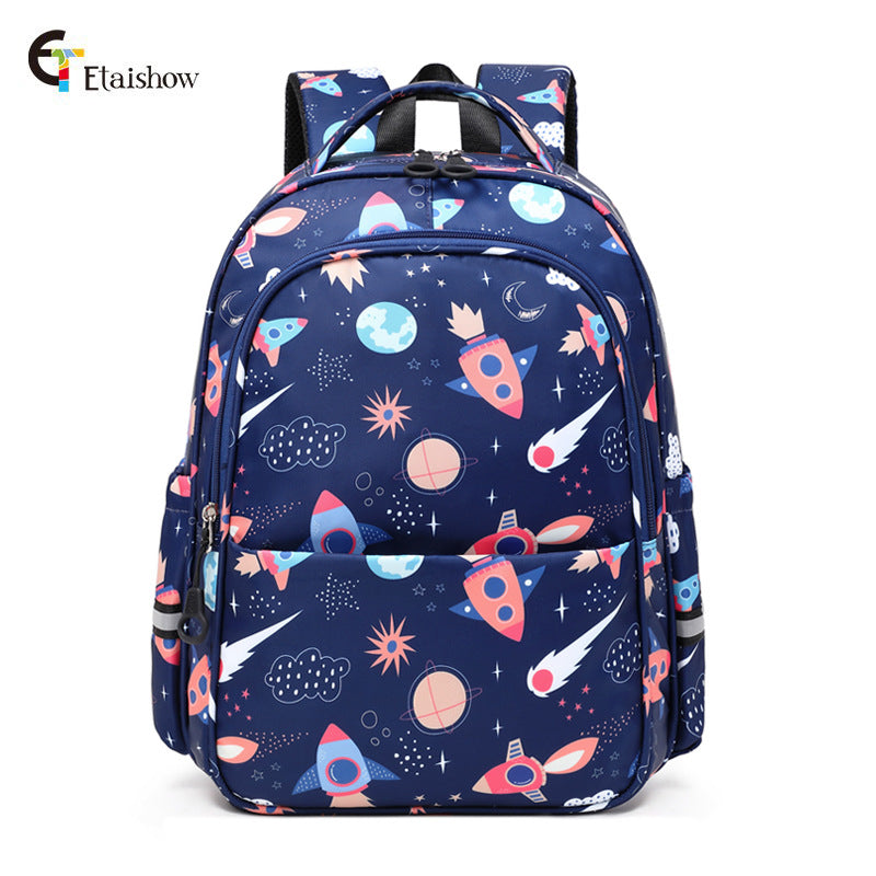 Male One Two Three Level Spacecraft Rocket Elementary School Students' Schoolbags