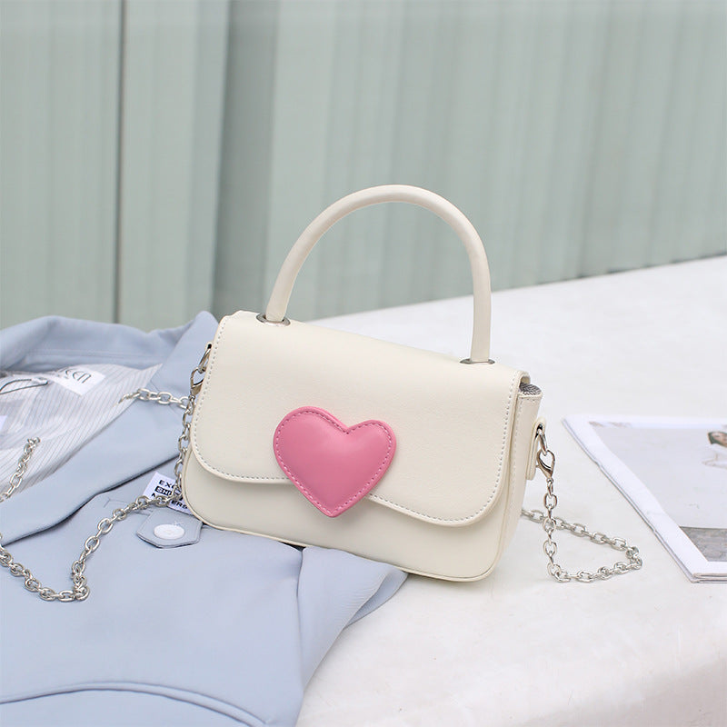 Fashionable Contrast Color Heart Pink Love Women's Messenger Bag