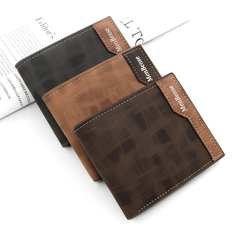 Men's Short Color Block Matte Multiple Slots Men's Wallet