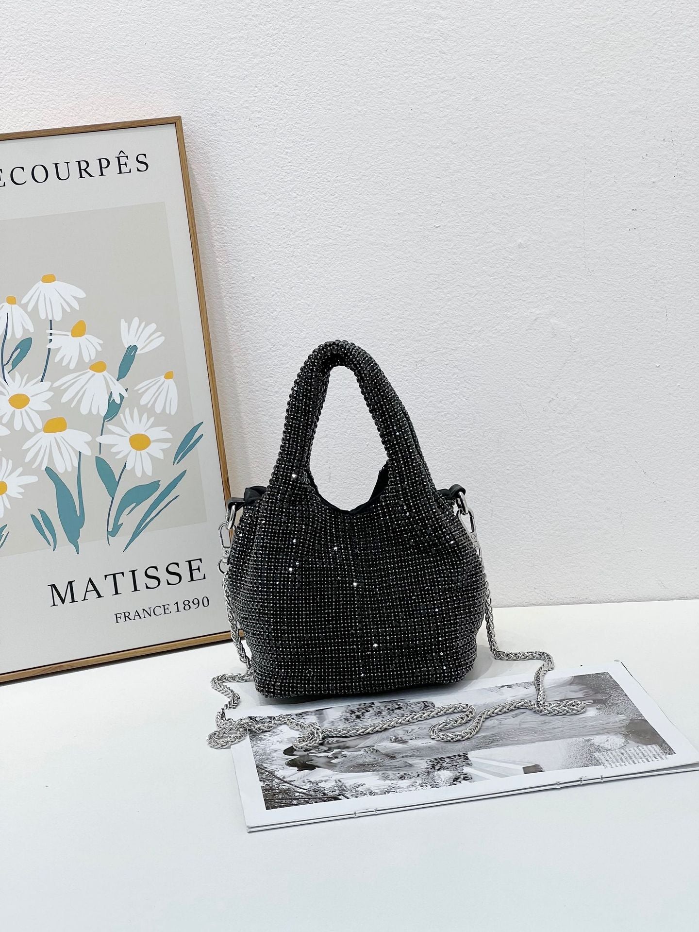 Women's Full Diamond Hot Rhinestone King Dinner Shoulder Bags