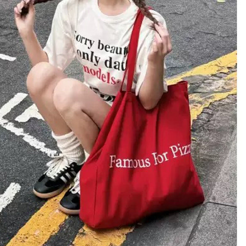 Live Streaming Large Capacity Canvas Korean Style Portable Commuter Shopping Women's Shoulder Bag
