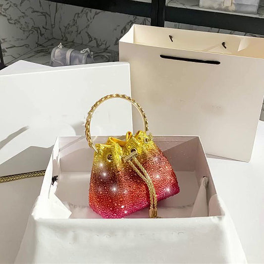 Women's Volcanic Rock Colorful Drawstring Rhinestone Handbags