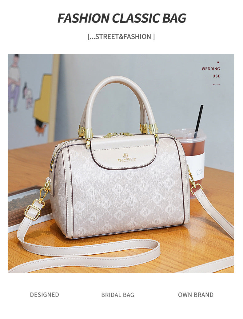 Women's Embossed Boston Fashion Large Capacity Portable Crossbody Bags