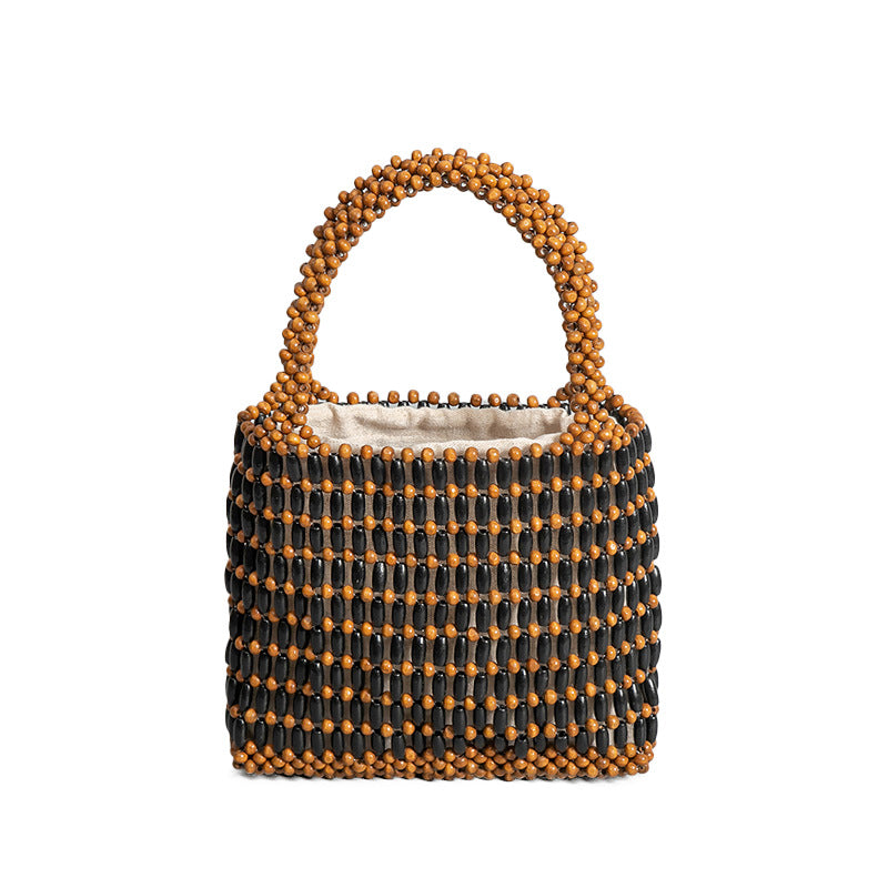 Women's Bead Woven Summer Niche Design Portable Handbags