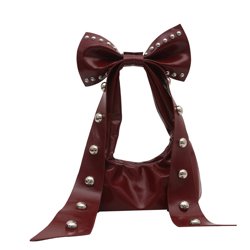 Women's Personality Rivets Bow Style Large Capacity Fashion Trendy Women's Shoulder Bag