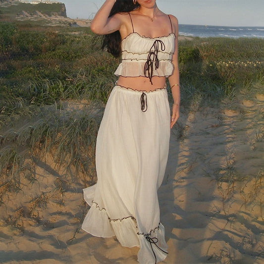 Women's Fashion French Sexy Vacation Style Sling Temperament Suits