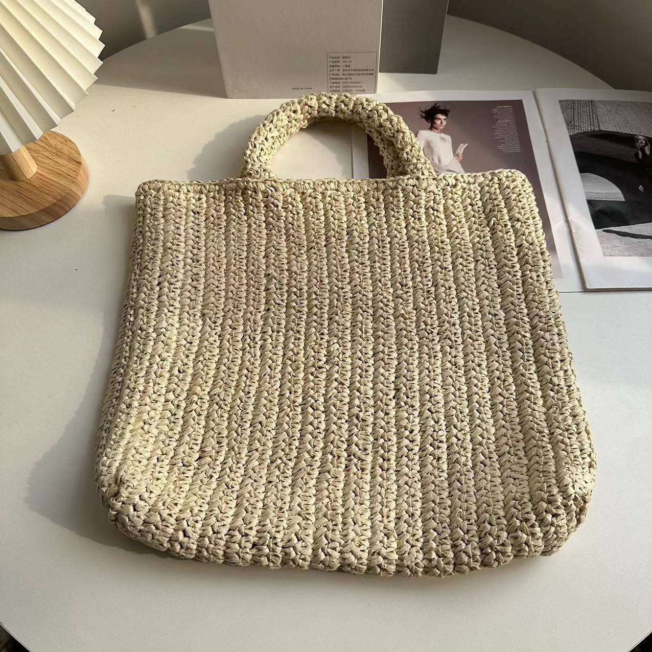 French Handmade Knitted Hand Portable Beach Handbags