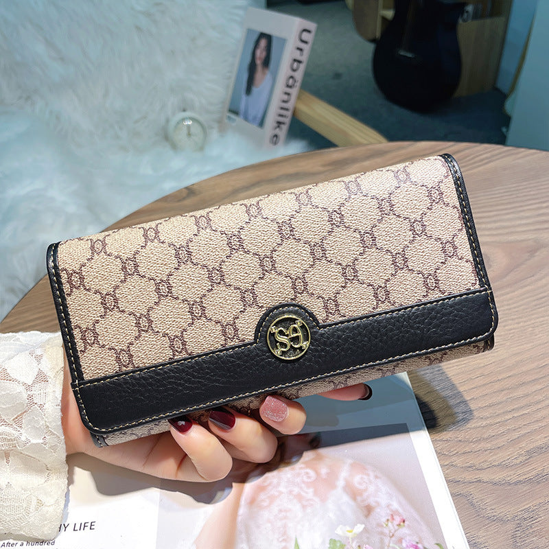 Women's Fashion Long Two Fold Genuine Leather Ladies Wallets