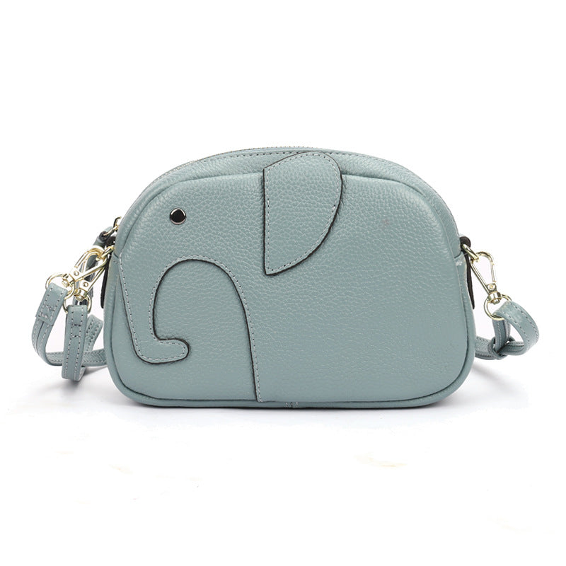 Women's Macaron Genuine Leather Creative Fashion Elephant Trendy Shoulder Bags