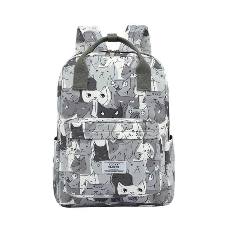 Men's Waterproof Floral Print Fresh Computer Schoolgirl Backpacks