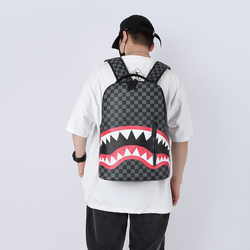 Men's Fashion Plaid Large Capacity Street Trend Backpacks