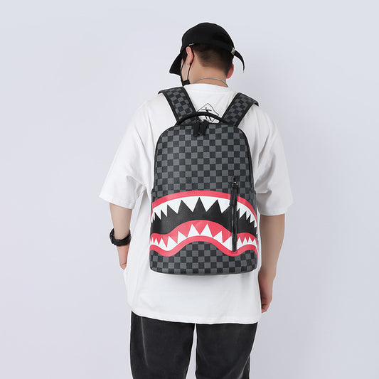 Men's Fashion Plaid Large Capacity Street Trend Backpacks
