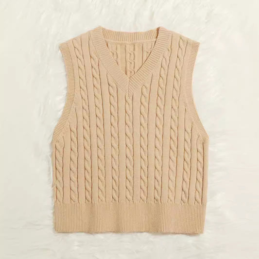 Women's Quality Knitted Twisted Pullover Sleeveless Vests