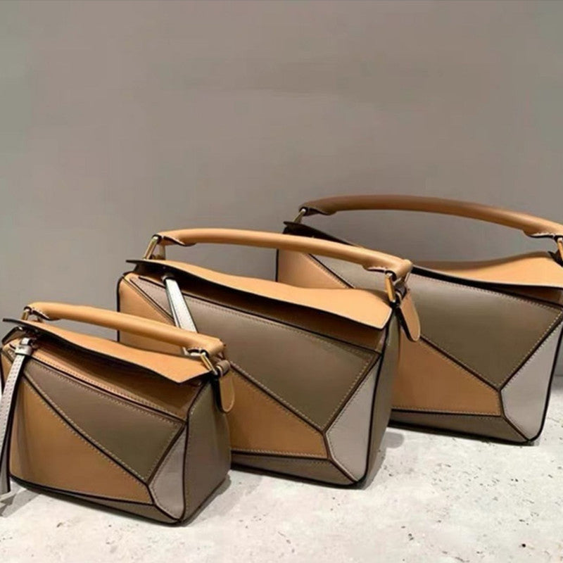 Geometric Fashion Portable Top Layer Litchi Grain Small Square Bags