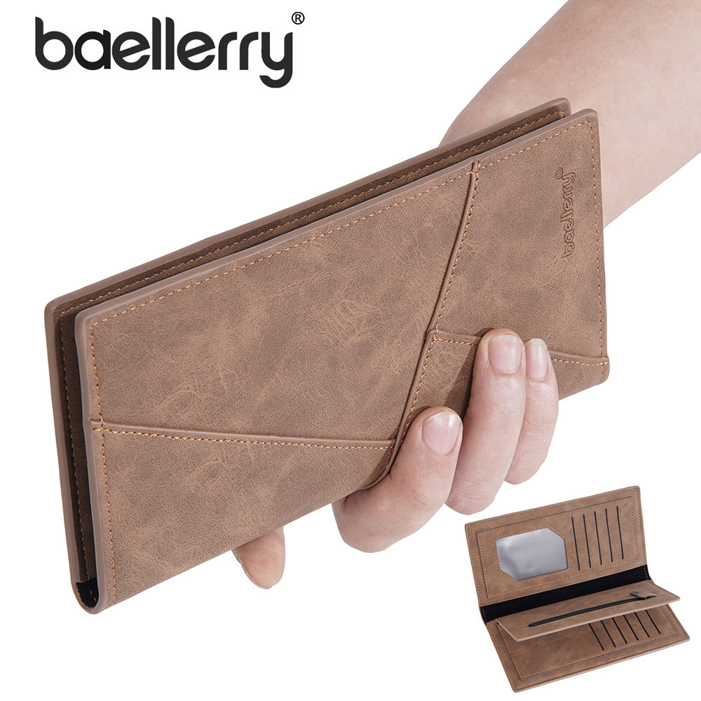 Men's Fashion Long Frosted Open Multiple Slots Large Capacity Men's Wallet