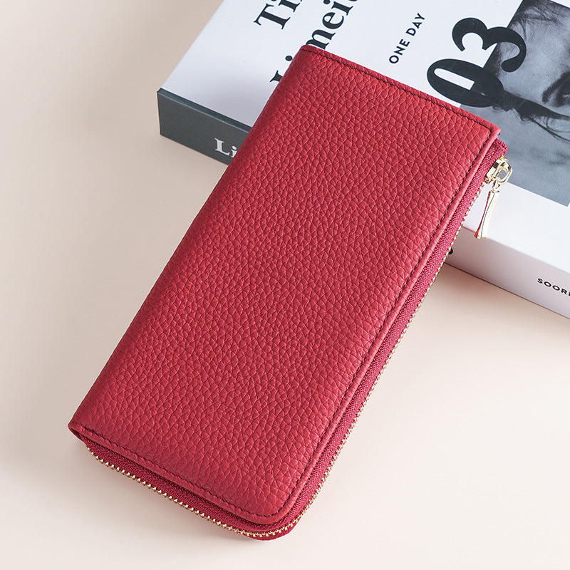 Women's Genuine Leather Long Zipper Fashion Clutch Ladies Wallets