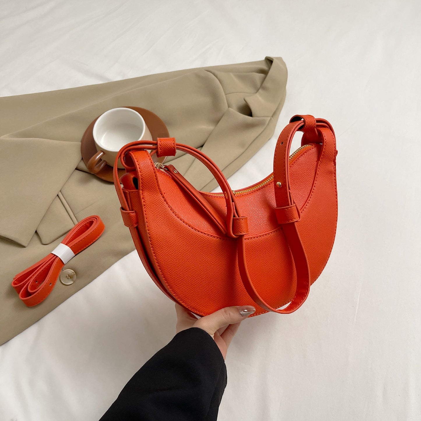 French Moon Light Luxury Underarm Stitching Shoulder Bags