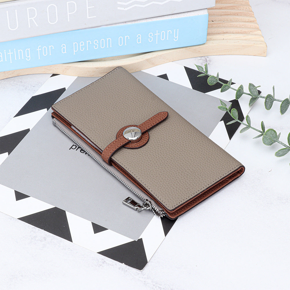 Layer Cowhide Long Fashion Fold Large Ladies Wallets