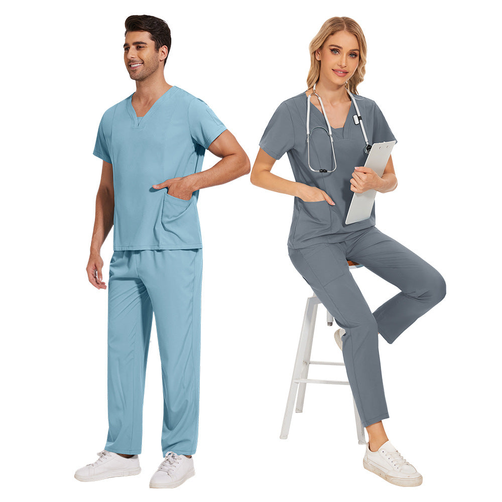 Men's Solid Color Thin Casual Comfortable Short-sleeved Trousers Uniform