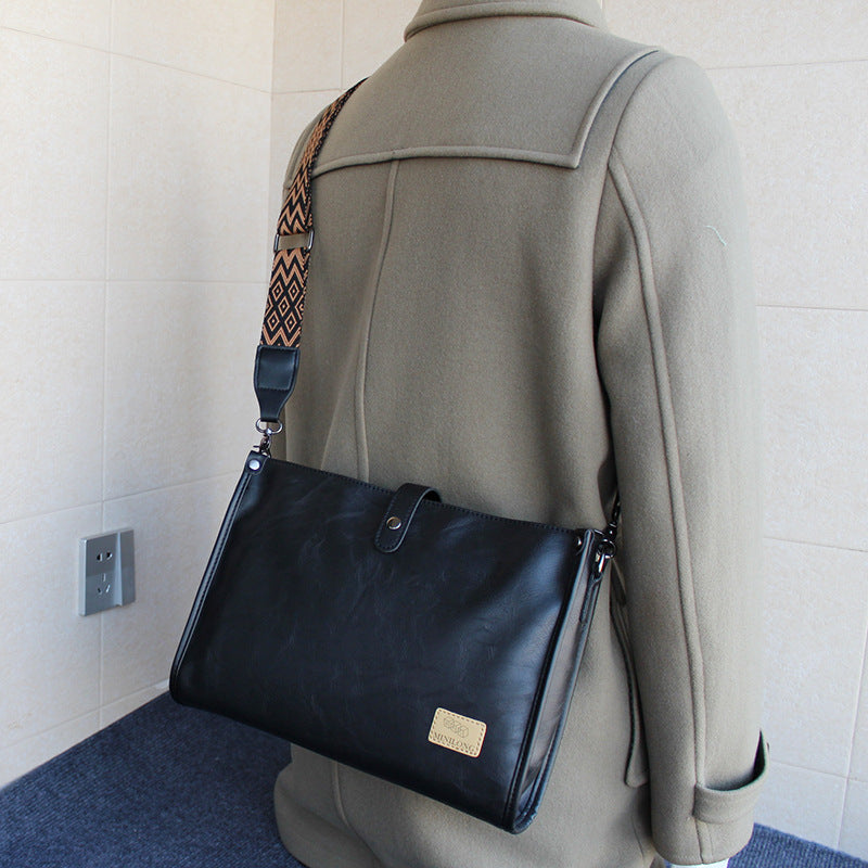 Men's Commute Style Niche Lightweight Soft Leather Men's Messenger Bags