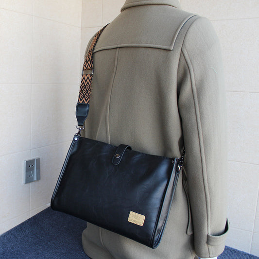 Men's Commute Style Niche Lightweight Soft Leather Men's Messenger Bags