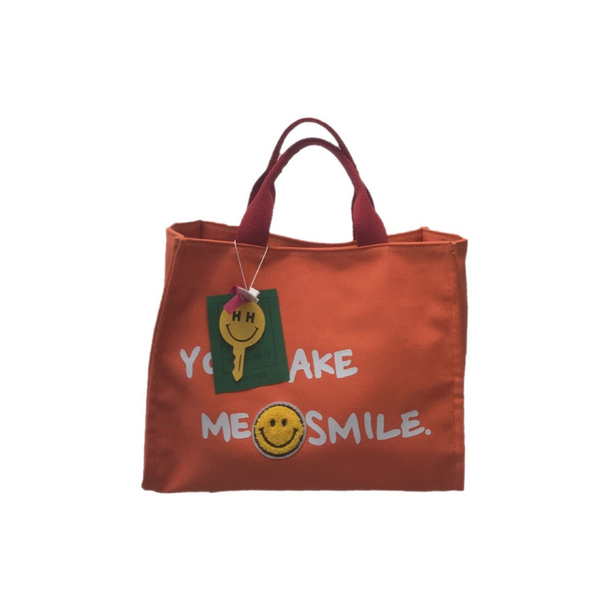 Smiling Plush Pattern Thickened Organic Canvas Crossbody Bags