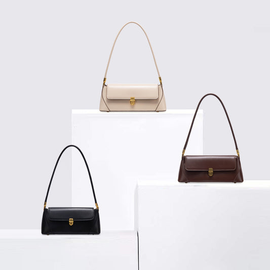 Women's Baguette Design High-grade Simple Black Underarm Handbags