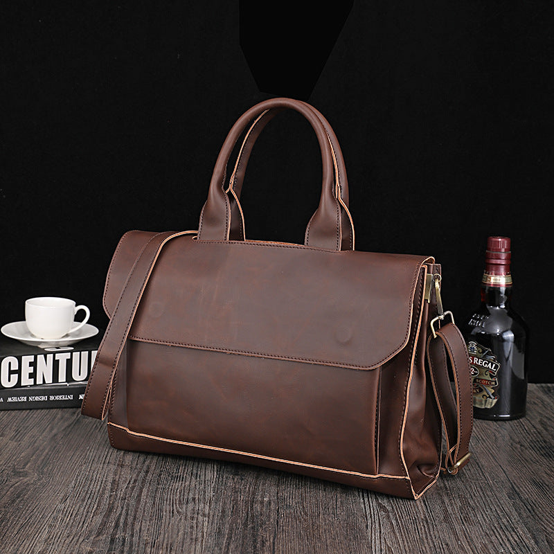Men's Korean Retro Trendy Crazy Horse Leather Men's Briefcases