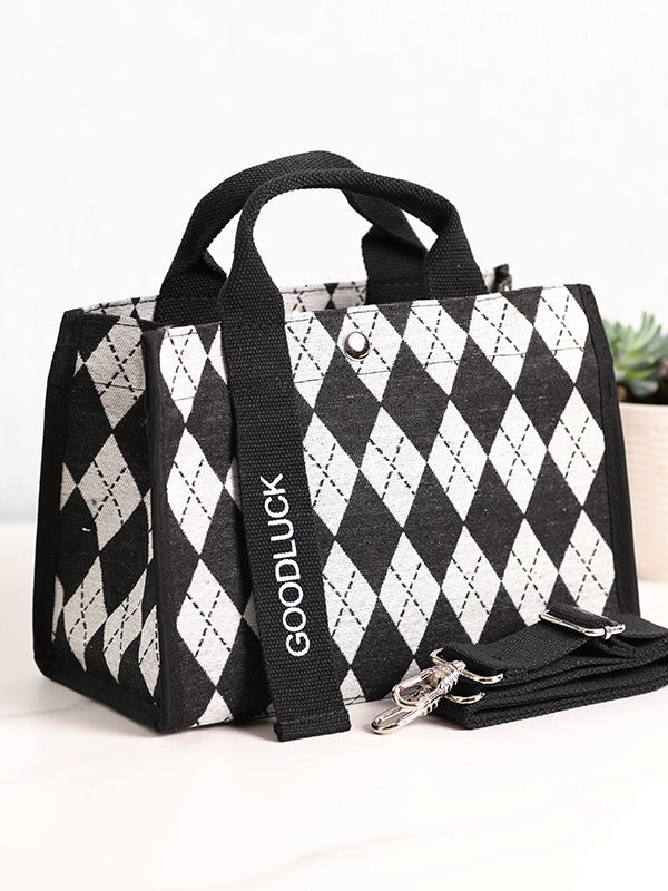 Women's Portable Waterproof Film Canvas Striped Handbags