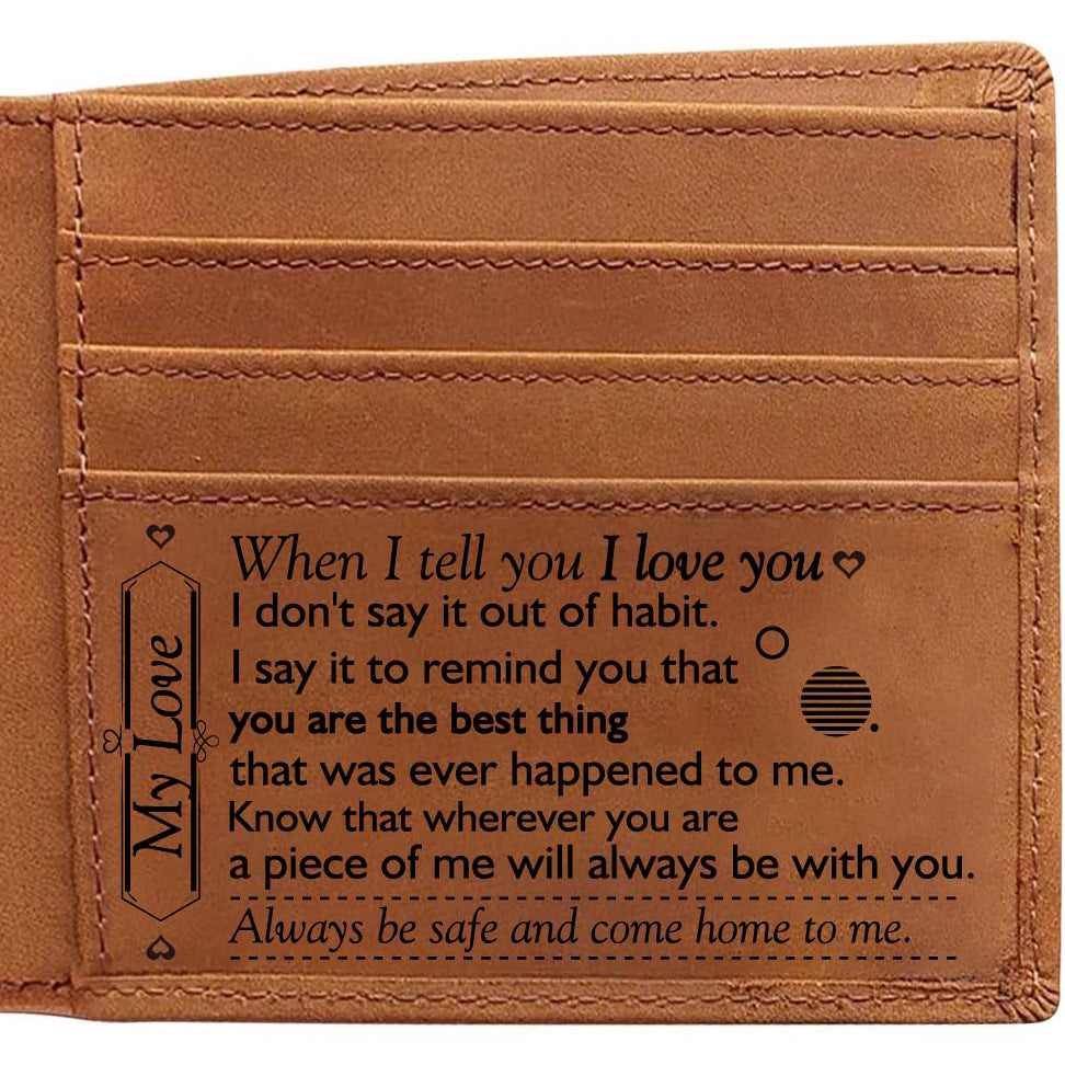 Men's Retro Crazy Horse Leather Genuine Laser Men's Wallets