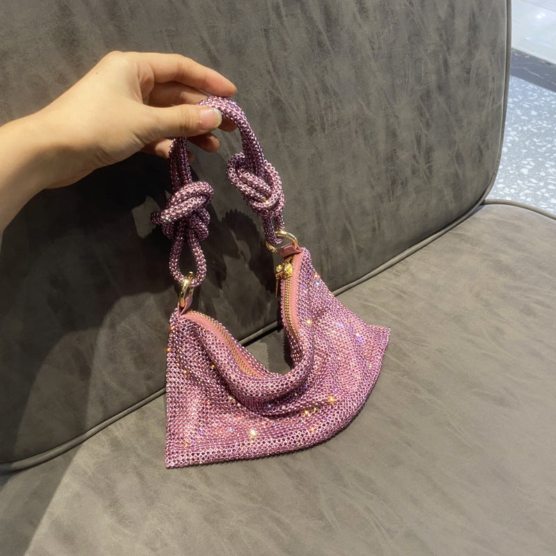Attractive Women's Rhinestone Underarm Pink Clutch Shoulder Bags