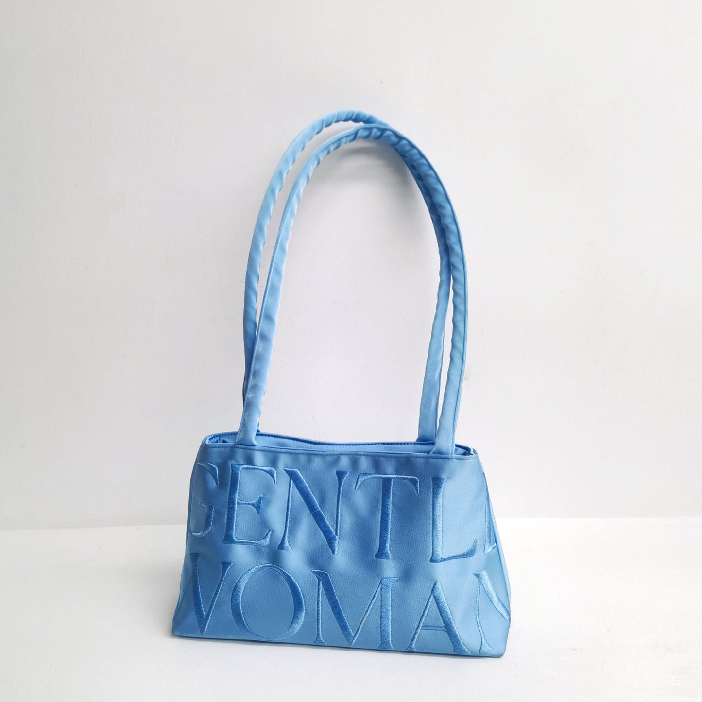 Thailand Trendy Lady Design Satin Letter Embroidery Shoulder Bags