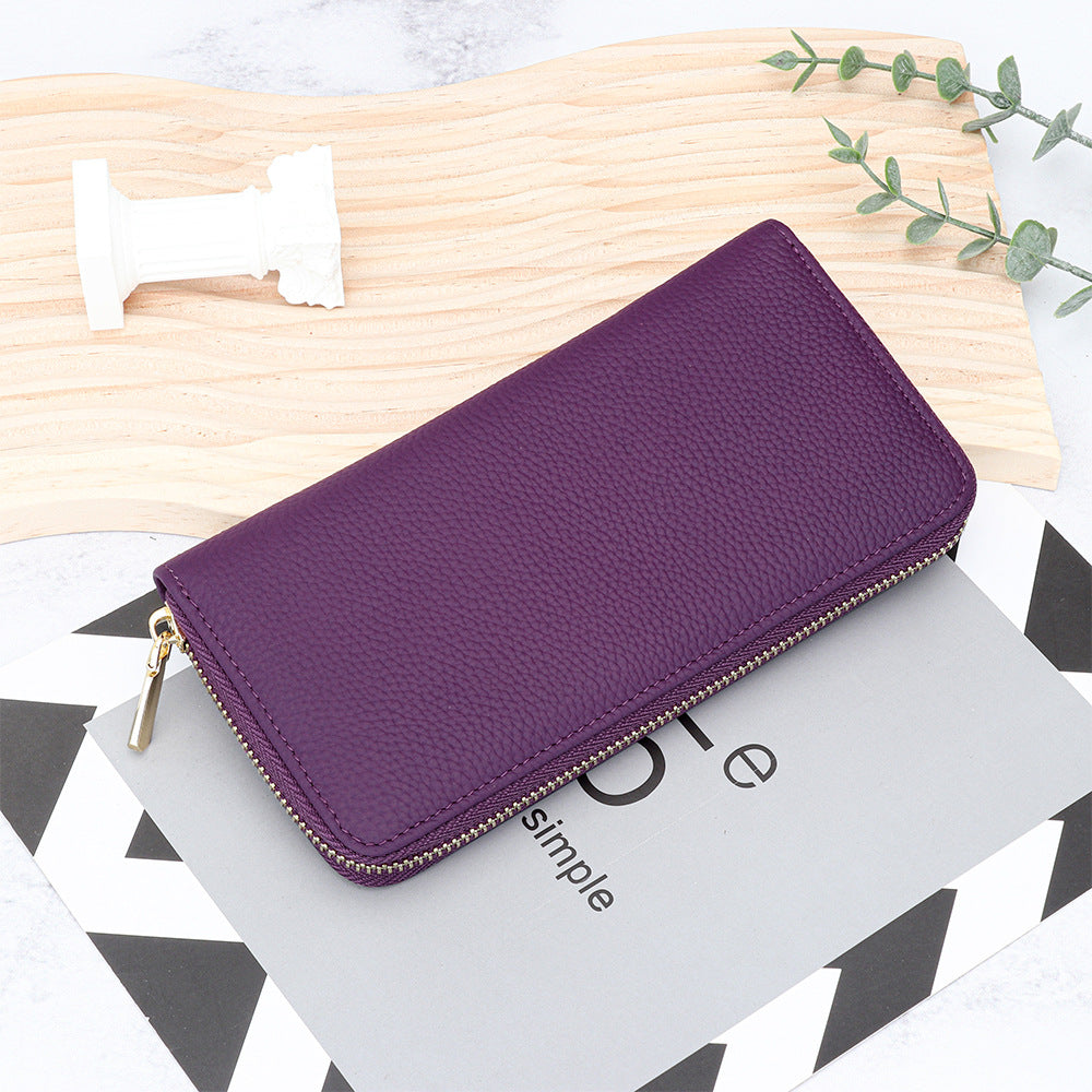 Women's & Men's & Pure Cowhide Long Clutch Large Ladies Wallets