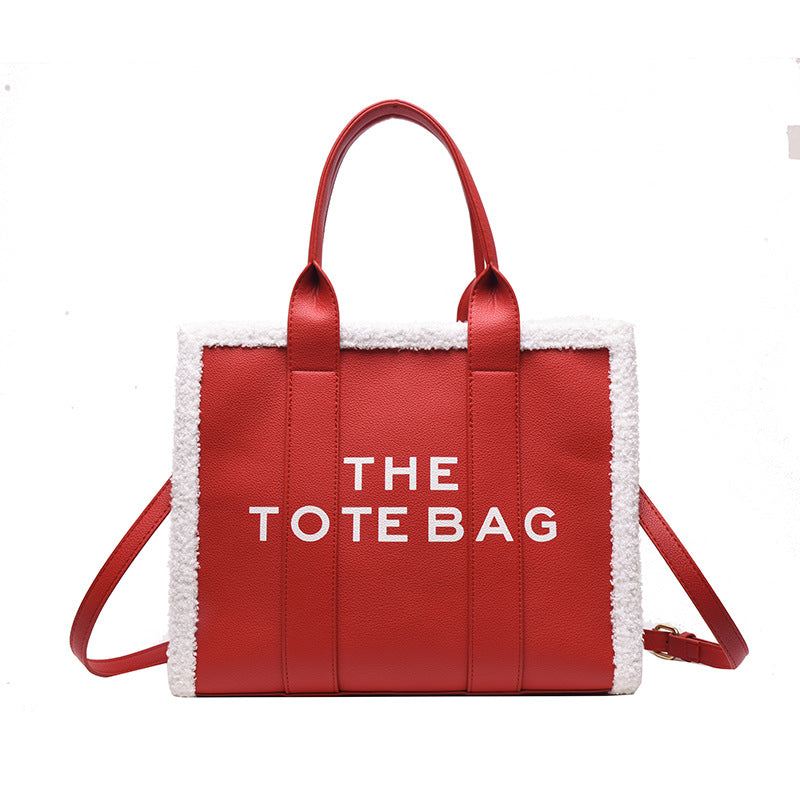 Lamb Wool Fashion Large Portable Lady's Handbags