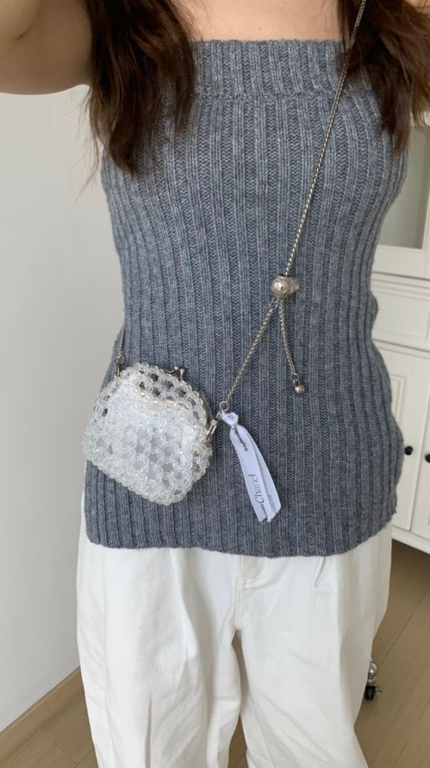 Clip Handmade Beaded Acrylic Horn Pearl Crossbody Bags