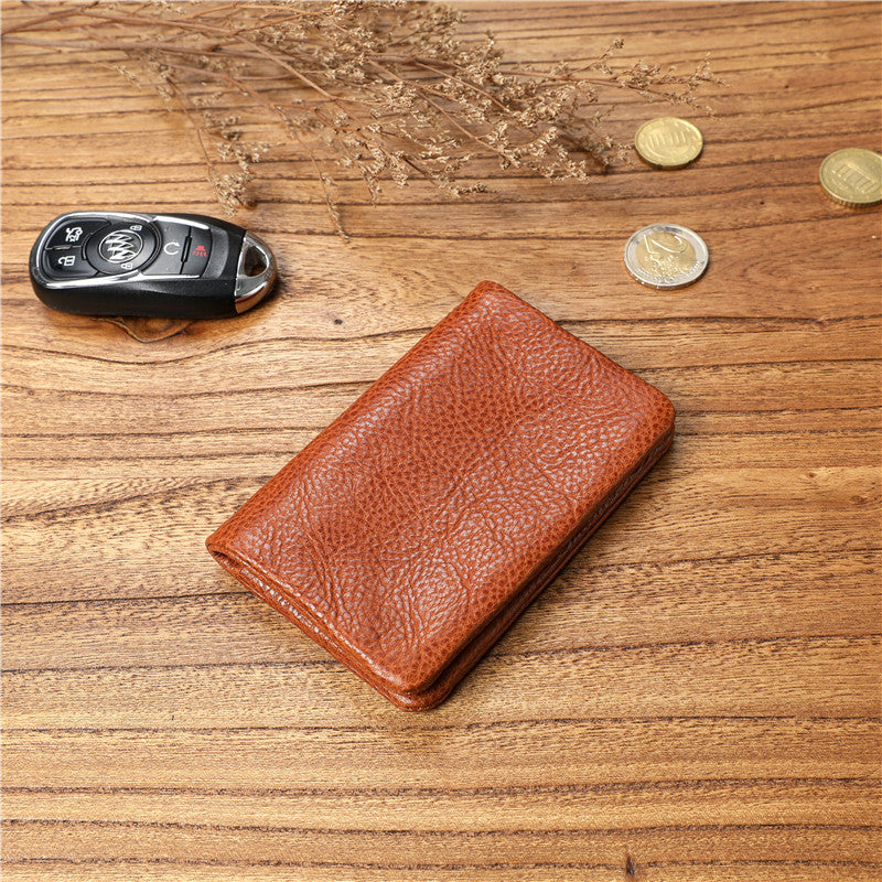 Men's Retro Vegetable Tanned Leather Cowhide Short Men's Wallets