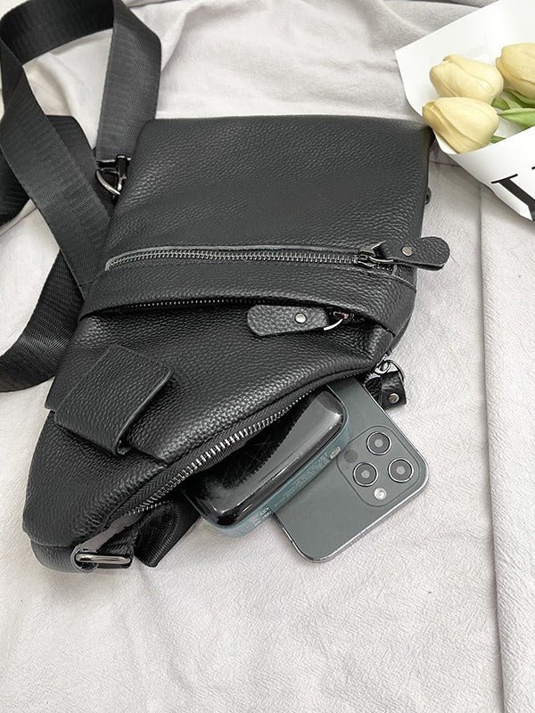 Men's First Layer Cowhide Underarm Close-fitting Storage Men's Chest Bags